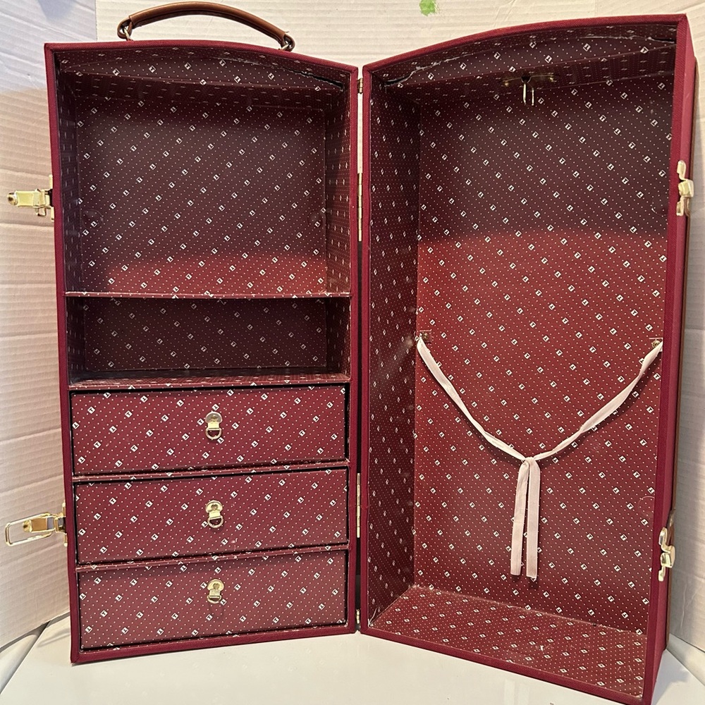 Burgundy Doll Closet Steamer Trunk